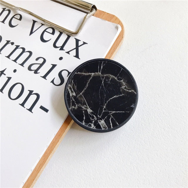 Glossy Popular Marble Expanding Phone Stand Grip Finger Rring Support Anti-Fall Round Foldable Mobile Phone Holder for iPhone 11